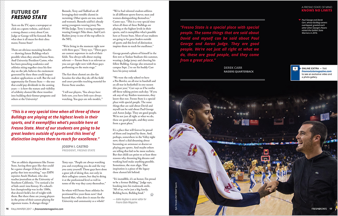 Fresno State Magazine - Aaron Judge, Derek Carr, Paul George